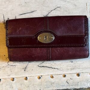 Fossil Dark Red Leather Wallet